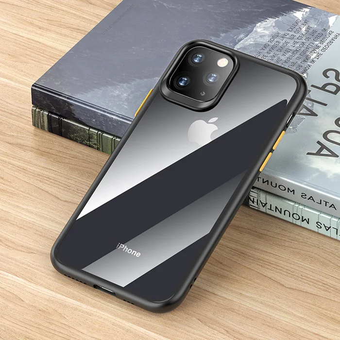 clear black ROCK для iphone 11 iphone 11 pro max чехол с кристаллами, прозрачная, для телефона защита soфт+ Твердый Чехол-гибрид для iphone 11 pro крышка - Цвет: clear black