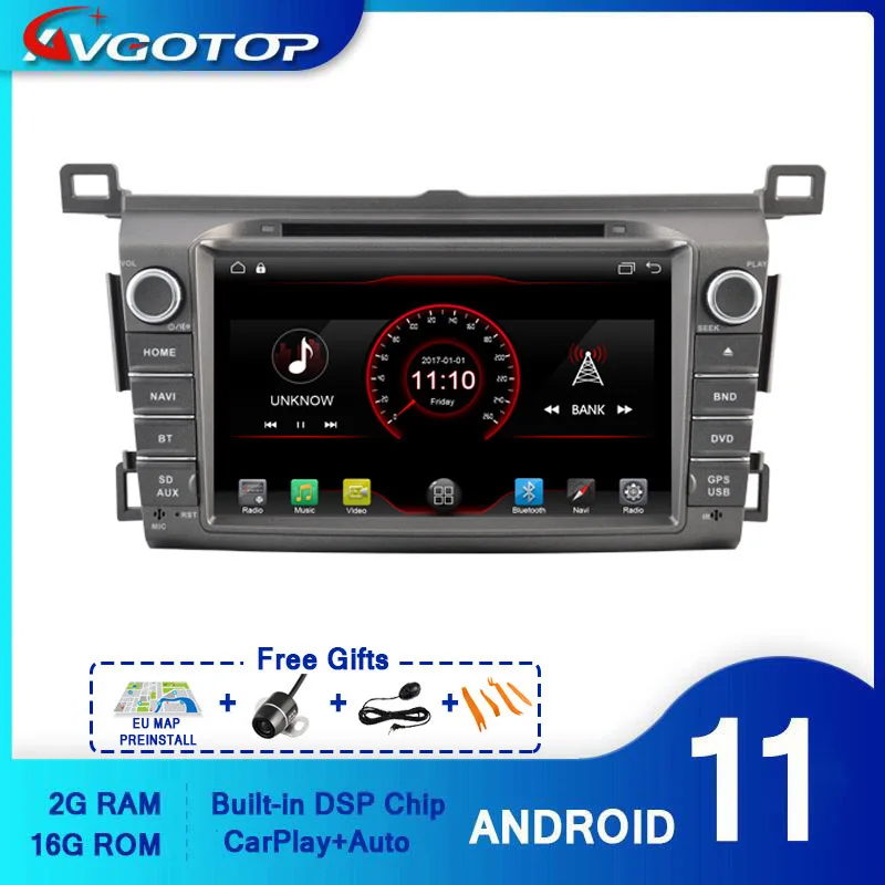 

AVGOTOP Android 11 WINCE Bluetooth GPS автомобильный радиоприемник DVD-плеер для TOYOTA RAV4 2014 2G 16G Автомобильный мультимедийный плеер