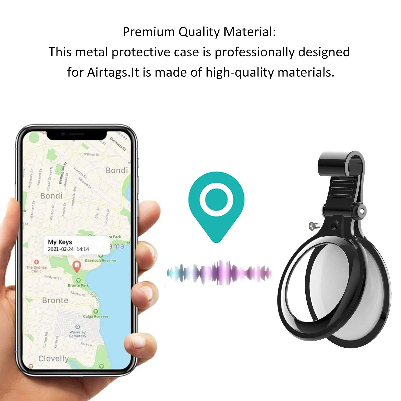 

Metal Protector Case With Keychain For Airtags Shockproof Anti-scratch Anti-fall Protective Cases Shell For Airtag Air Tag
