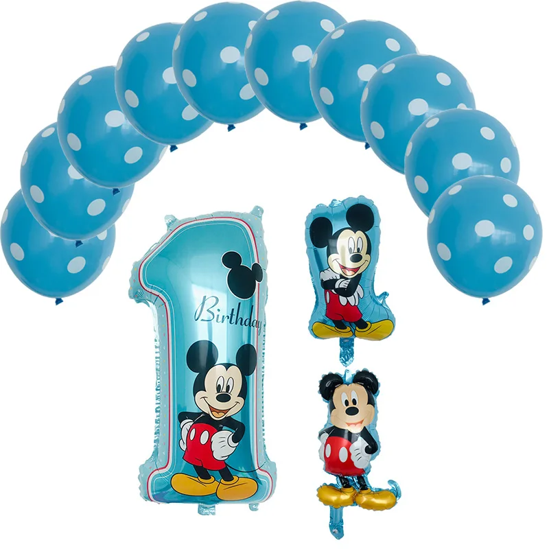 blue-13pcs 13 шт. Микки Мышь тема вечерние Микки и Минни Маус серии комплект шаров globos День Святого Валентина день детей день рождения вечерние украшения Дети воздушные шары - Цвет: blue-13pcs
