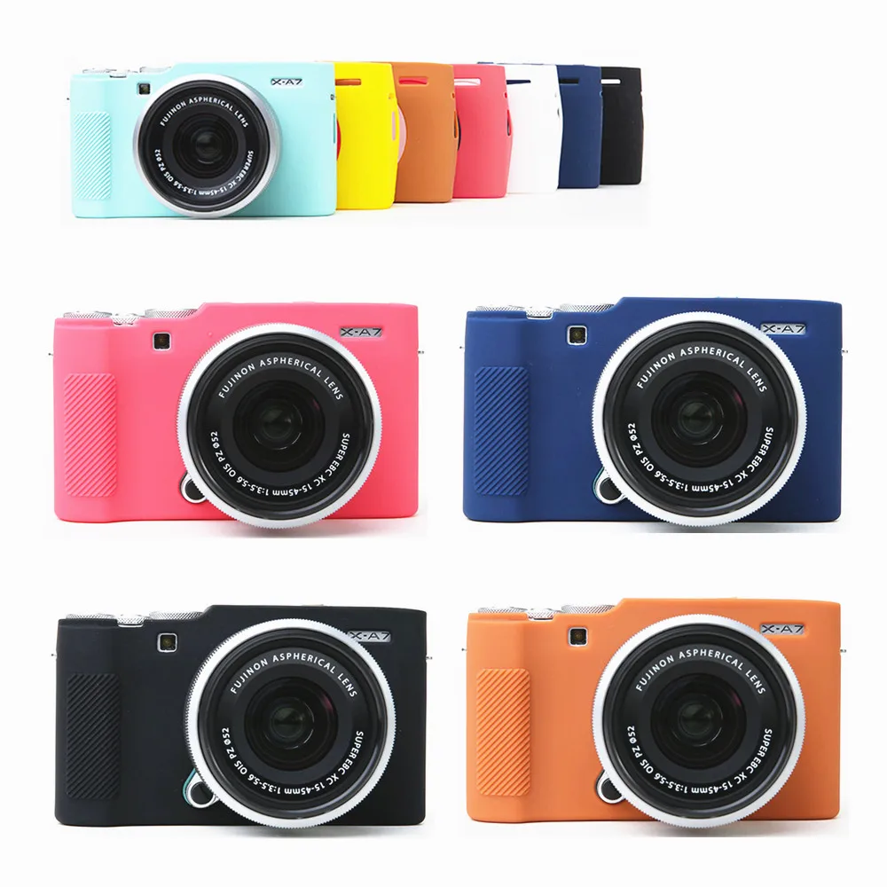 Силиконовый кожаный брони чехол Защита корпуса для Fujifilm X A7 XA7 только камера|Сумки
