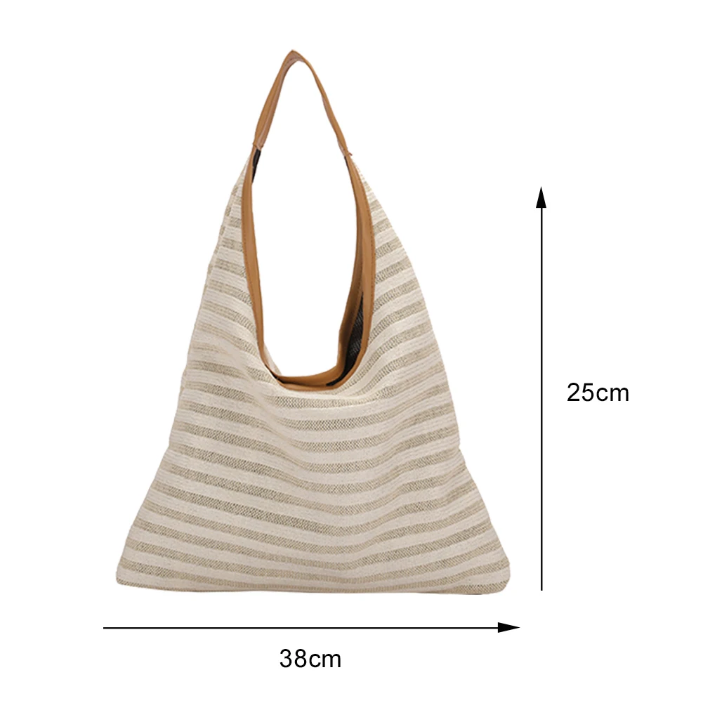 

Summer Women Magnetic Buckle Woven Shoulder Shopping Tote Bag Casual Ladies Beach Summer Large Capacity Top-handle Handbags