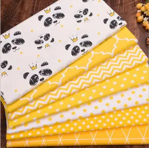 Желтая панда, волнистые звезды, для шитья, лоскутное шитье, четвертинки жира, лоскутное шитье, Детская Ткань Домашний текстиль, саржевая хлопчатобумажная ткань Tecido