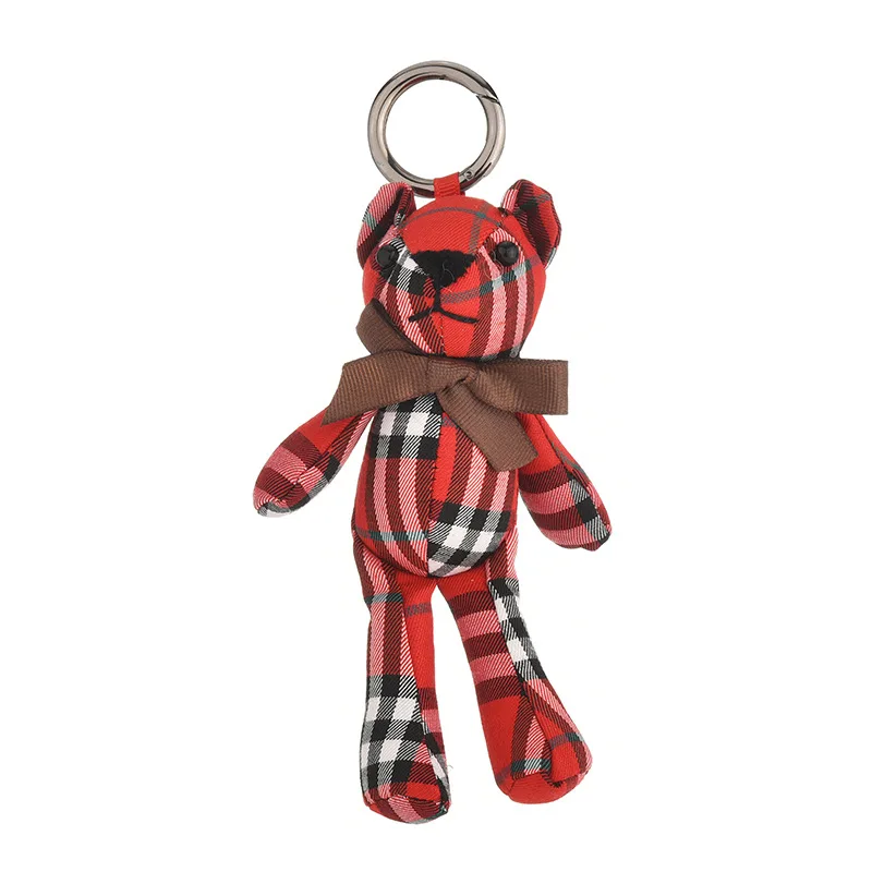 

Plaid fabric bear plush toy striped bow tie teddy bear doll pendant bear bag doll pendant girl keychain decoration