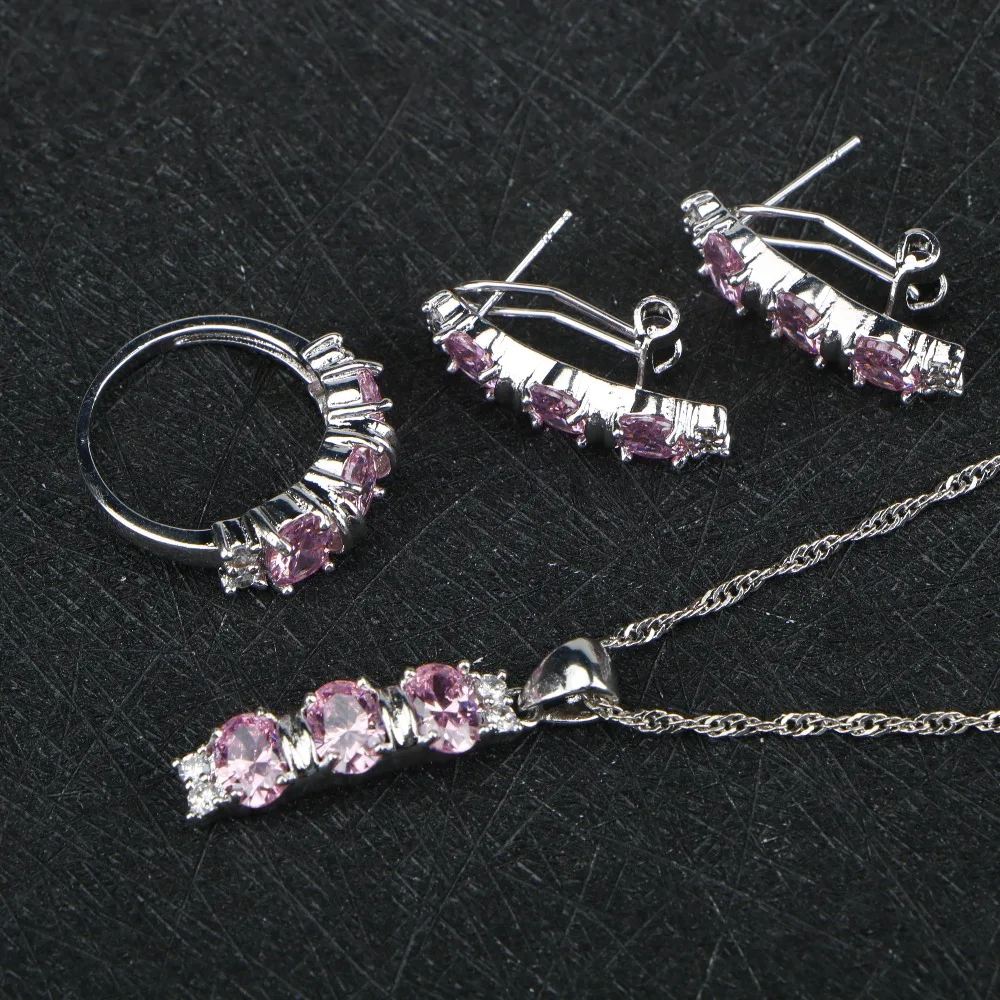 Ювелирные наборы из стерлингового серебра 925 пробы с Розовыми Фианитами
