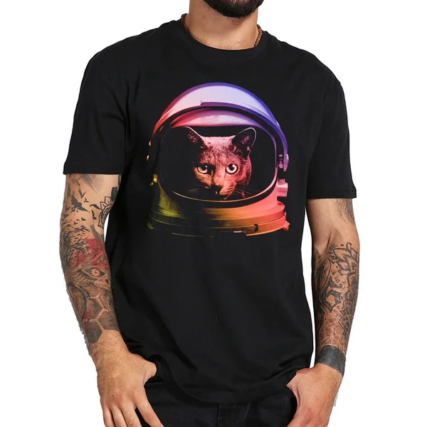 

my cat is astronaut summer new Men's cotton T-shirt t-shirt for man shirt
