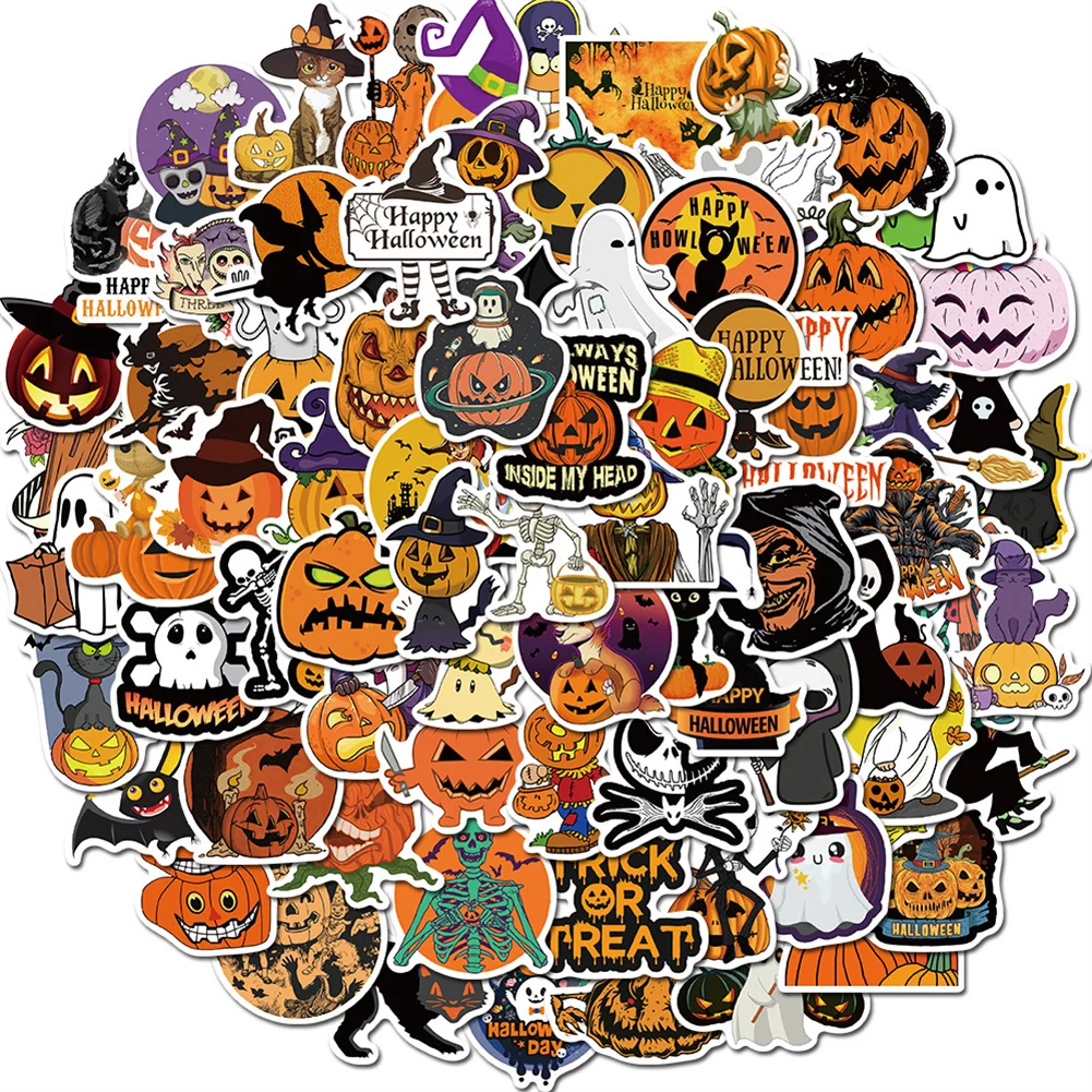 

10/30/50PCS Cartoon Halloween Horror Pumpkin Funny Suitcase Skateboard Guitar Waterproof Sticker Graffiti Decoration Wholesale