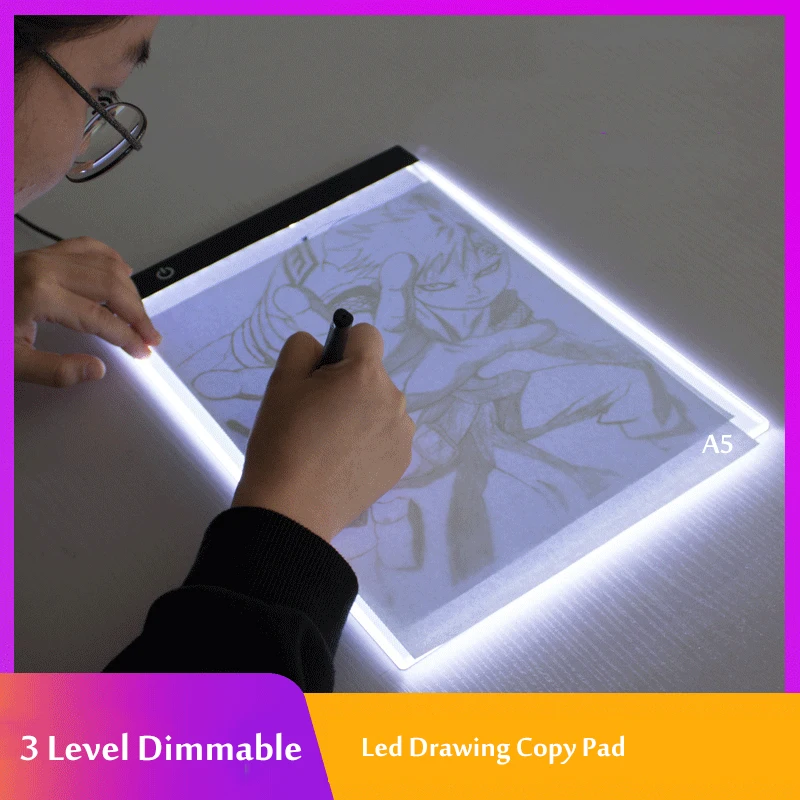 

3 Level Dimmable Led Drawing Copy Pad Board for Baby Toys A5 Size Painting Educational Toys Creativity for Children Excitation