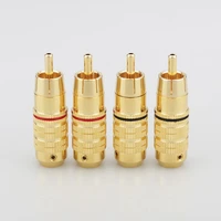 4pcs audiocrast r009 brass gold plated rca male plug adapter connector soldering rca male plug adapter solder audio video phono
