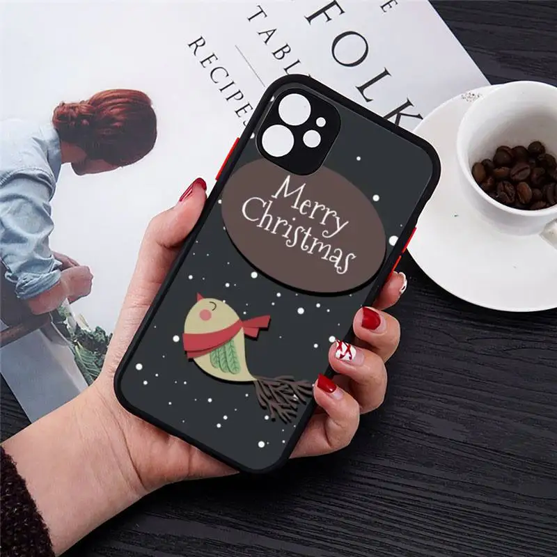

Cartoons Christmas Tree Phone Case Transparent Matte for iPhone 7 8 11 12 s mini pro X XS XR MAX Plus cover funda