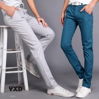 men clothing mens casual slim fit straight pants man cotton pencil pants mans skinny social trousers business office overalls