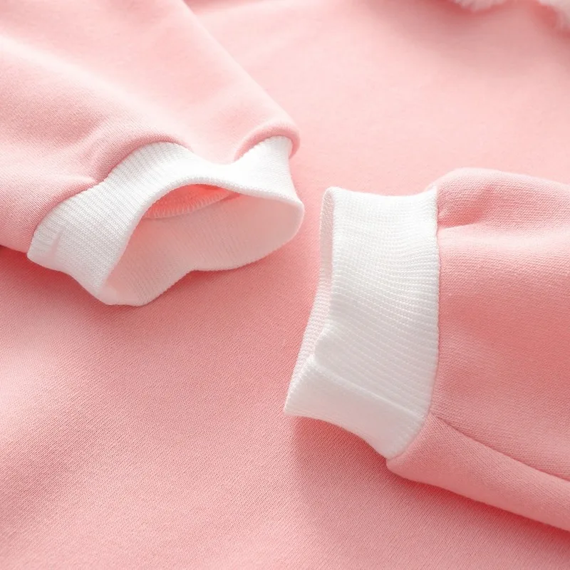 

Women New Autumn Winter Kawaii Style Warm Sweatshirts Fashion Sweet Rabbit Ears Plus Velvet Hooded Pullovers Student Cute Tops