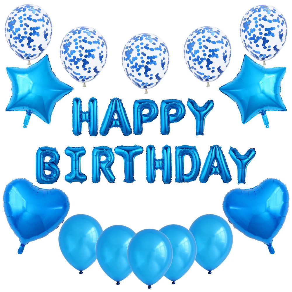 

27pcs/set Happy Birthday Letter Balloons Rose Gold Silver Foil Globos Star Heart Ballon For Adult Birthday Party Decoration Kids