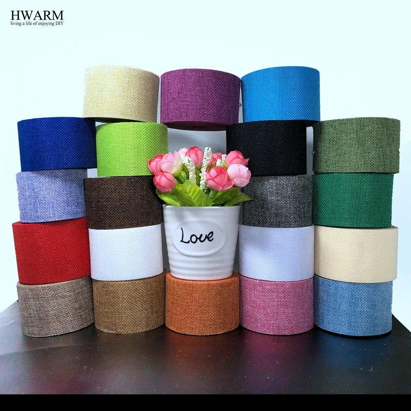 6pcs/lot Imitation linen lace fabric ribbon wedding christmas baby shower Hand held flower ribbon DIY Packing tape accessories