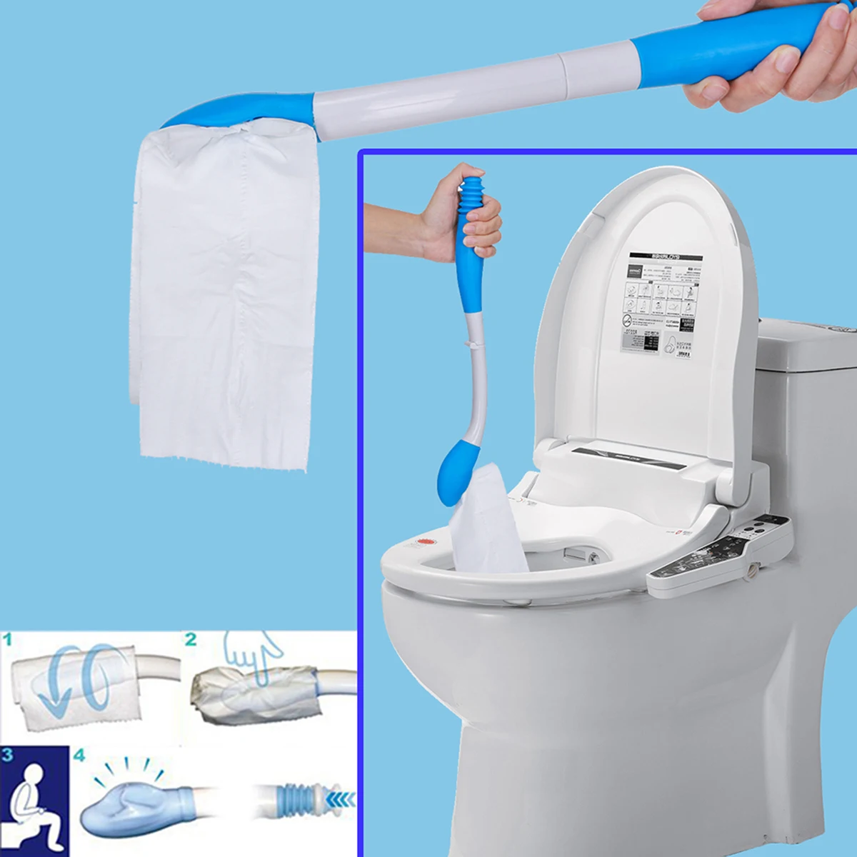

Toilet Aid for Wiping, Folding Comfort Wipe Self Assist Toilet Aid for Limited Mobility