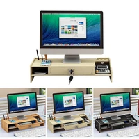multi function wood desktop computer monitor stand keyboard storage holders computer screen riser home laptop storage stand
