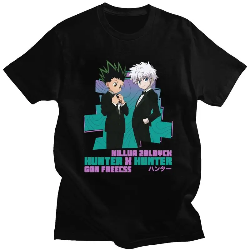 

Men's Hunter X Hunter Killua Zoldyck X Gon Freecss T Shirt Short Sleeved Cotton Tshirts Stylish T-shirt Casual Anime Manga Tees