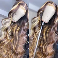 13x4 highlight wavy 4 27 colored lace front wigs human hair brazilian lace front human hair wigs pre plucked with baby hair