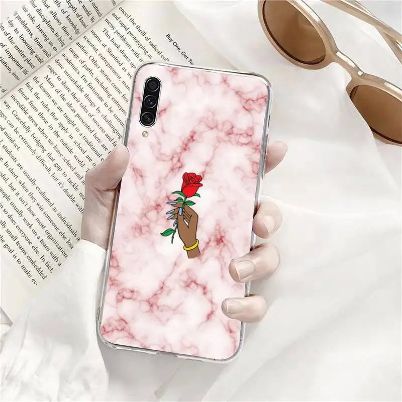 

Marble flowers Phone Case Transparent for Samsung A71 S9 10 20 HUAWEI p30 40 honor 10i 8x xiaomi note 8 Pro 10t 11