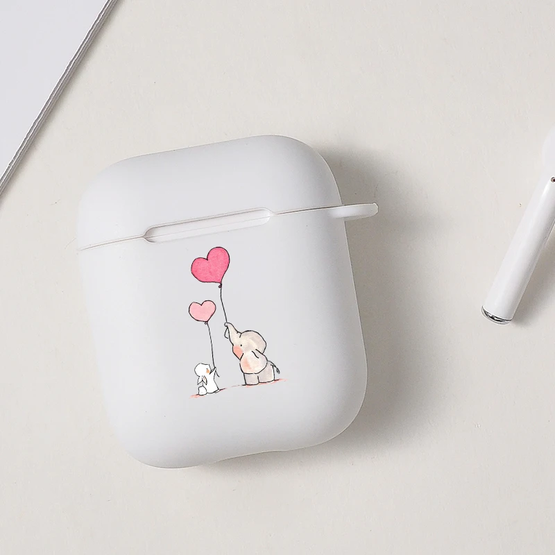 Белые чехлы с мультяшным рисунком для Apple AirPods милые детские слоны беспроводные