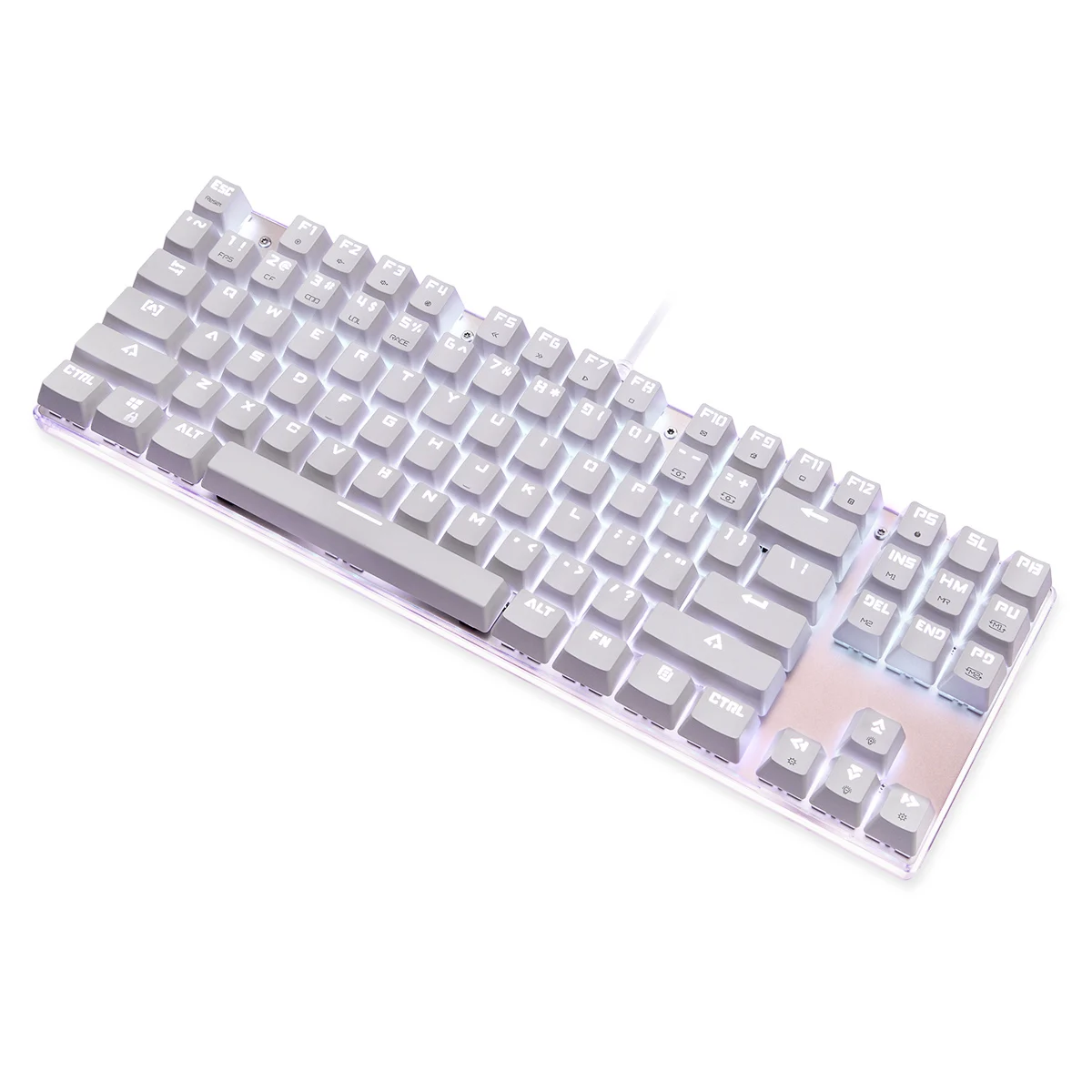 K87S Высококачественная Белая Механическая игровая клавиатура Проводная 87 клавиш RGB подсветка американская клавиатура