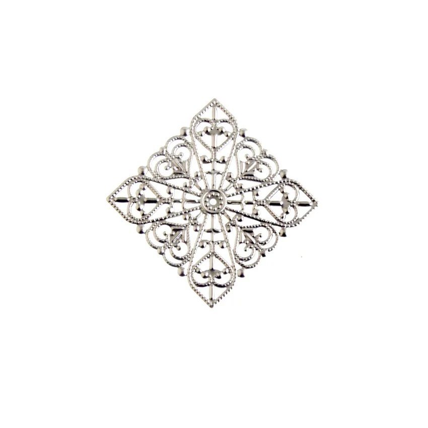 Free shipping Retail 5 Embellishment Metal Crafts Gift Decoration DIY Square Silver Tone Filigree Connectors Hollow 4x4cm F0341 | Украшения