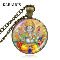 karairis new fashion vintage ganesha hindu god necklace retro buddha ganesha photo jewelry pendant long chains necklaces