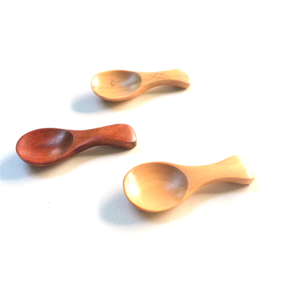 Милый рыбы специй Ложка небольшой деревянной ложкой 12 шт./лот ручной работы из