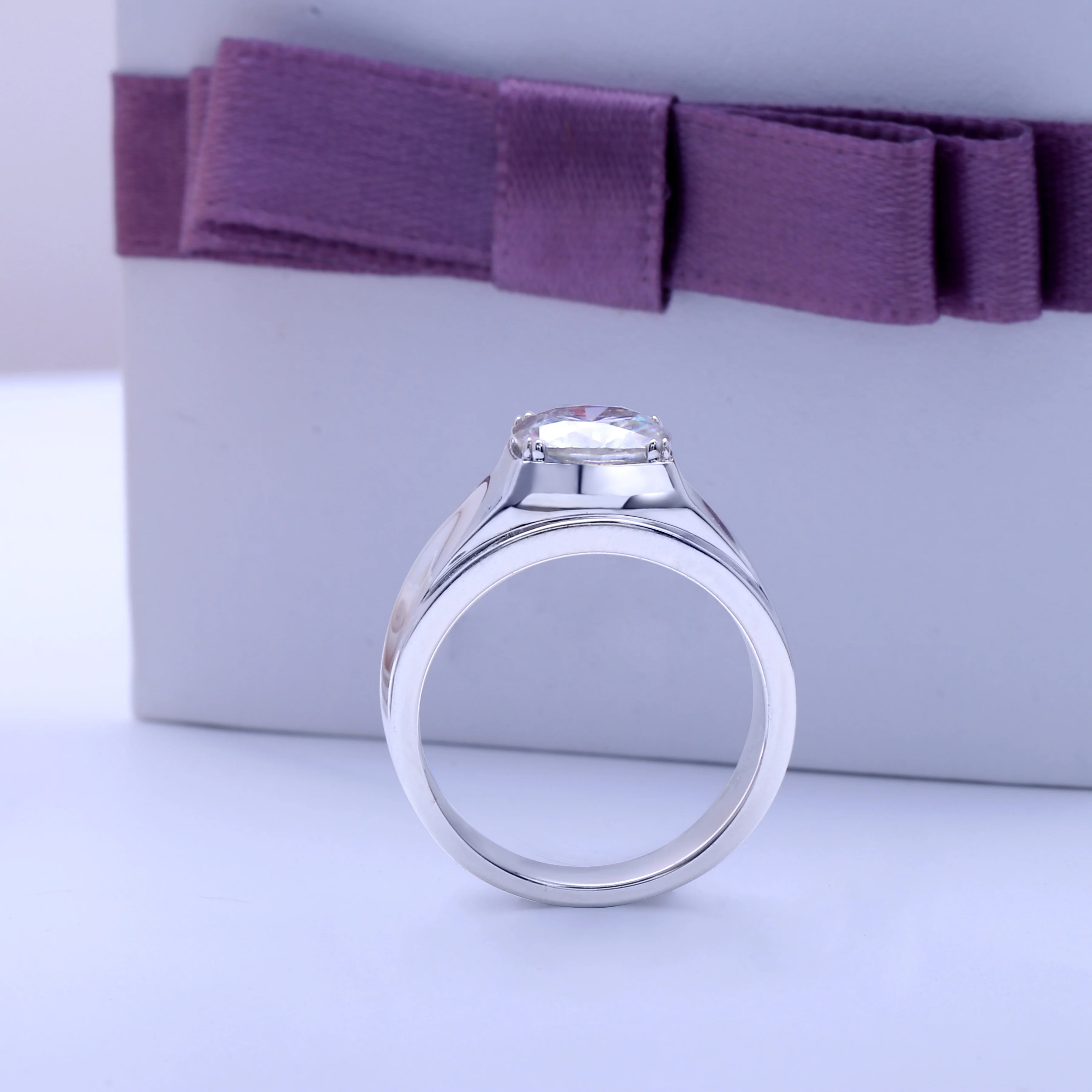 Серебряное мужское и женское кольцо с муассанитом 2 карата 7 5 мм | Украшения