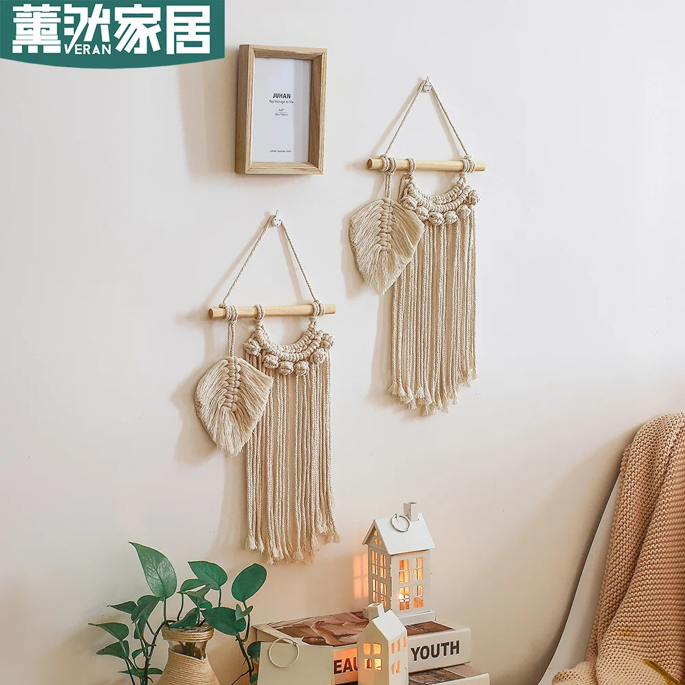 

Nordic Woven Tapestry Leaf Tassel Creative Wall Decoration Home Small Items Gt103 Funny hanging room decor
