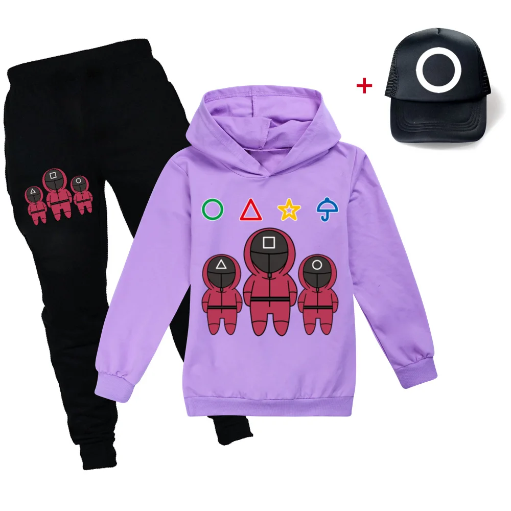 Детская толстовка с капюшоном и штаны из игры кальмар комплект осенней одежды