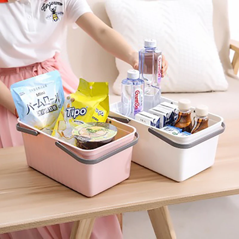 Ручная пластиковая корзинка Портативный ванная комната сплошной Цвет корзины