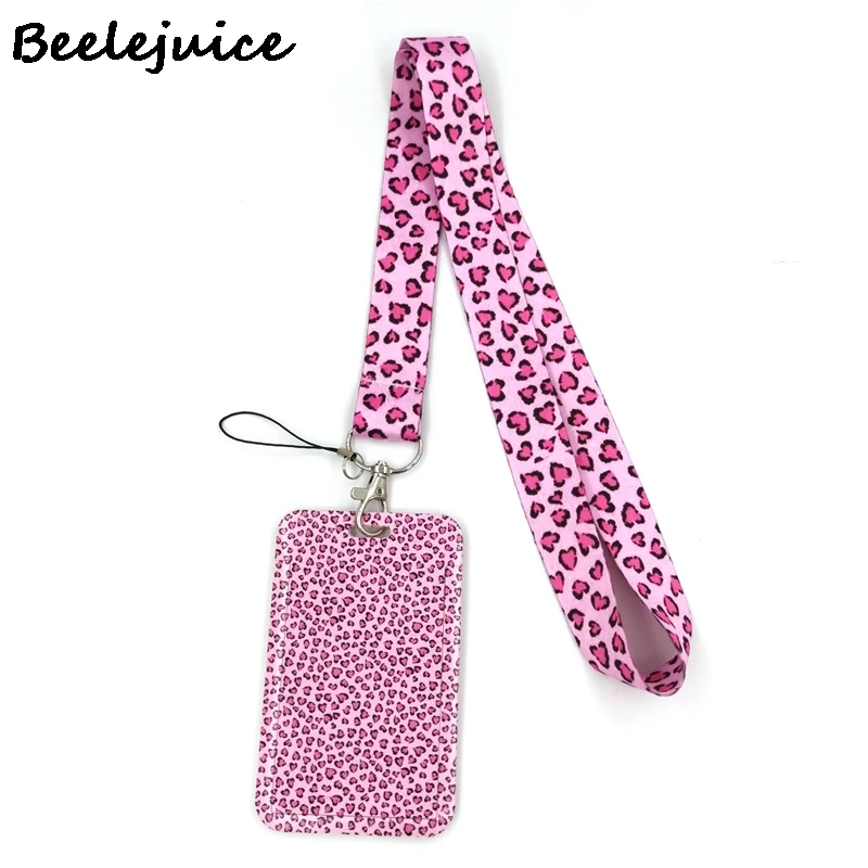 Чехол для кредитных карт с розовым леопардовым узором держатель удостоверения