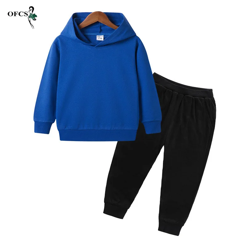 

New Children's Suit Spring Fashion Clothes Boys Girls T Shirt Pants 2Pcs/sets Toddler Infant Hooded + Trousers Cotton Sportswear