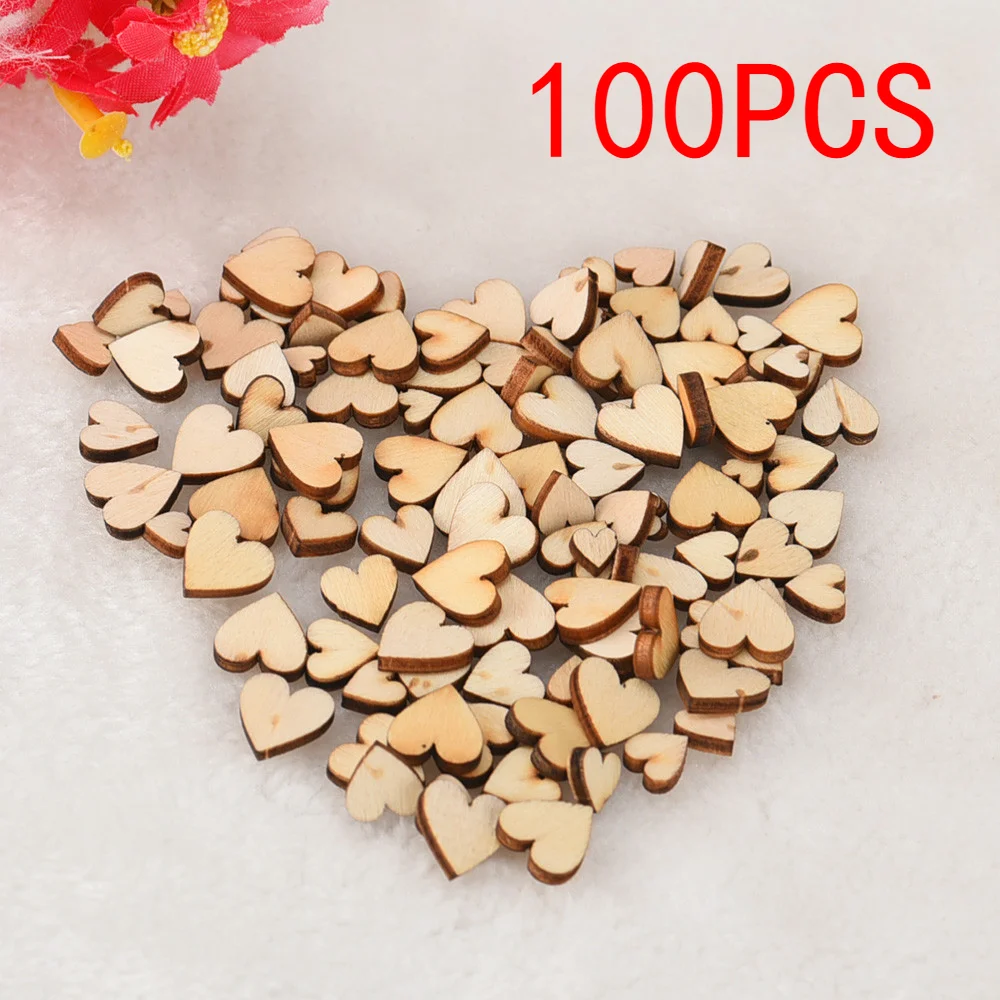 

100Pcs/Pack Mixed 4 Sizes 6/8/10/12mm Cute Love Heart Shape Wedding Table Scatter Decor Rustic Wooden Wedding Decoration Buttons