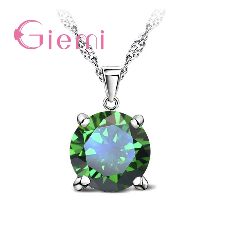 4 Claws green 8 цветов, классические украшения принцессы для свадьбы, помолвки, 925 пробы, серебро, AAA, карамель, кубический циркон, камень, подвески, ожерелья - Окраска металла: 4 Claws green