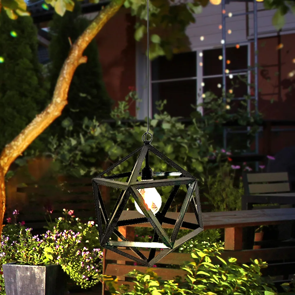 구매 LED 솔라 랜턴 라이트 할로우 단순 철 와이어 전등 갓 램프 텅스텐 전구 조명 야외 정원 야드 아트 조경 장식