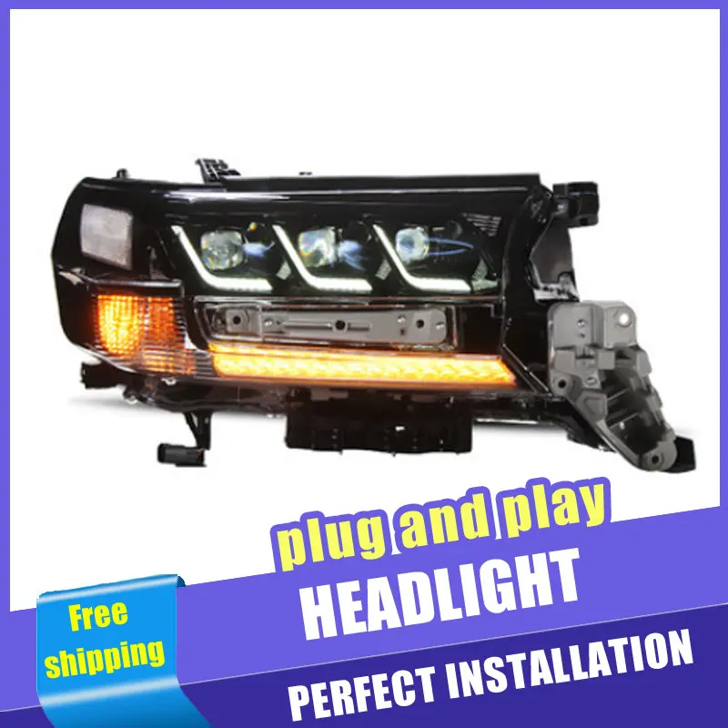 

2PCS Car Style LED headlights for Toyota Land Cruiser 17-19 for head lamp LED DRL Lens Double Beam H7 HID Xenon bi xenon lens