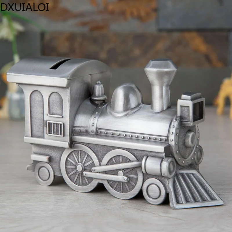 

Home decoration metal crafts home decoration personality creative steam train piggy bank children's day gift change bank