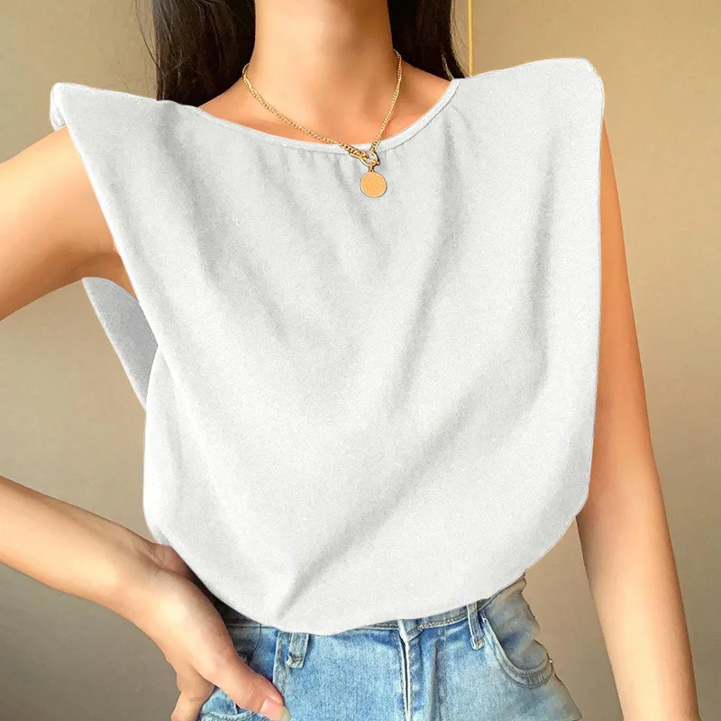 

Summer Sexy Women Office Lady Sleveless Blouse Shirt Elegant Streetwear Female Backless Chain Tops Blusa