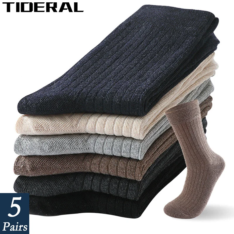 5 Pairs Man Socks Cotton Stripe Black Business Warm Winter Men Long Sock New Syles Soft Breathable Solid color Male Crew Socks