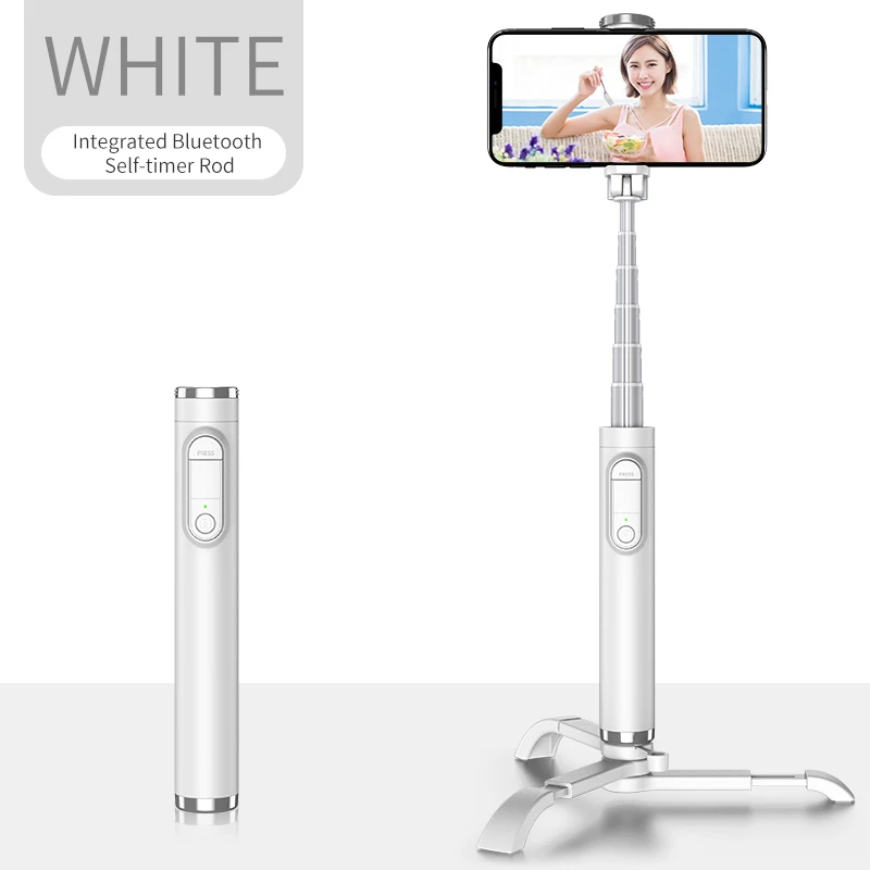 White-78cm tripod KYCXD штатив монопод селфи палка Bluetooth сплав фото live мобильный телефон Универсальный bluetooth пульт дистанционного управления селфи палка - Цвет: White-78cm tripod
