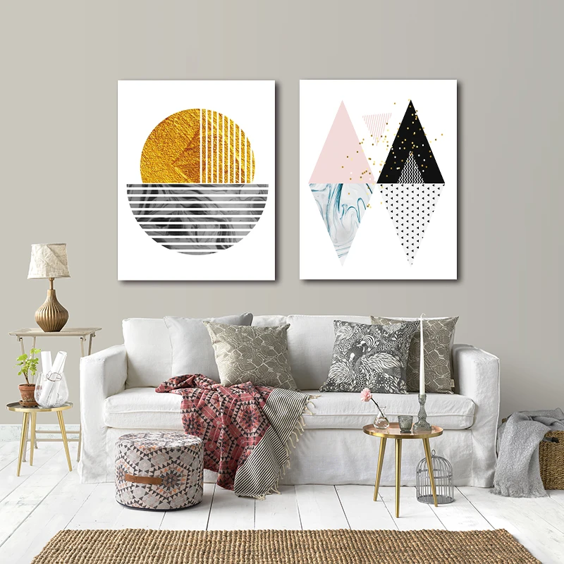

Home Wall Art Painting Advanced Simple Poster Personality Geometry Pattern Decor Living Room Office Decoration Canvas With Frame