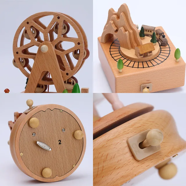 Wooden Music Box - Home Creative Solid Wood Carousel 3