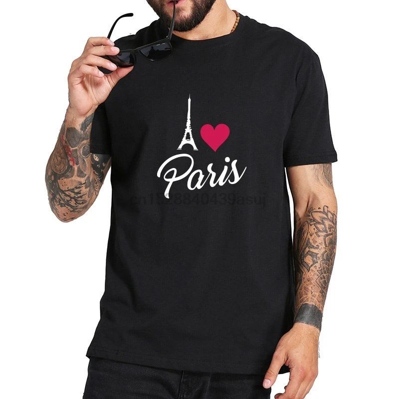 Футболка с Эйфелевой башней я люблю Париж романтическое место хлопковая
