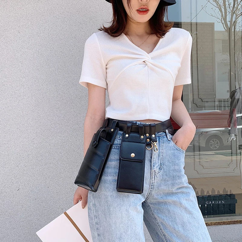 Женская поясная сумка модная кожаная забавная маленькая для телефона сумки на