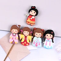 10pcs chinese style cartoon hanfu girl charms pendant for mobile phone diy handmade earrings hair accessories c307