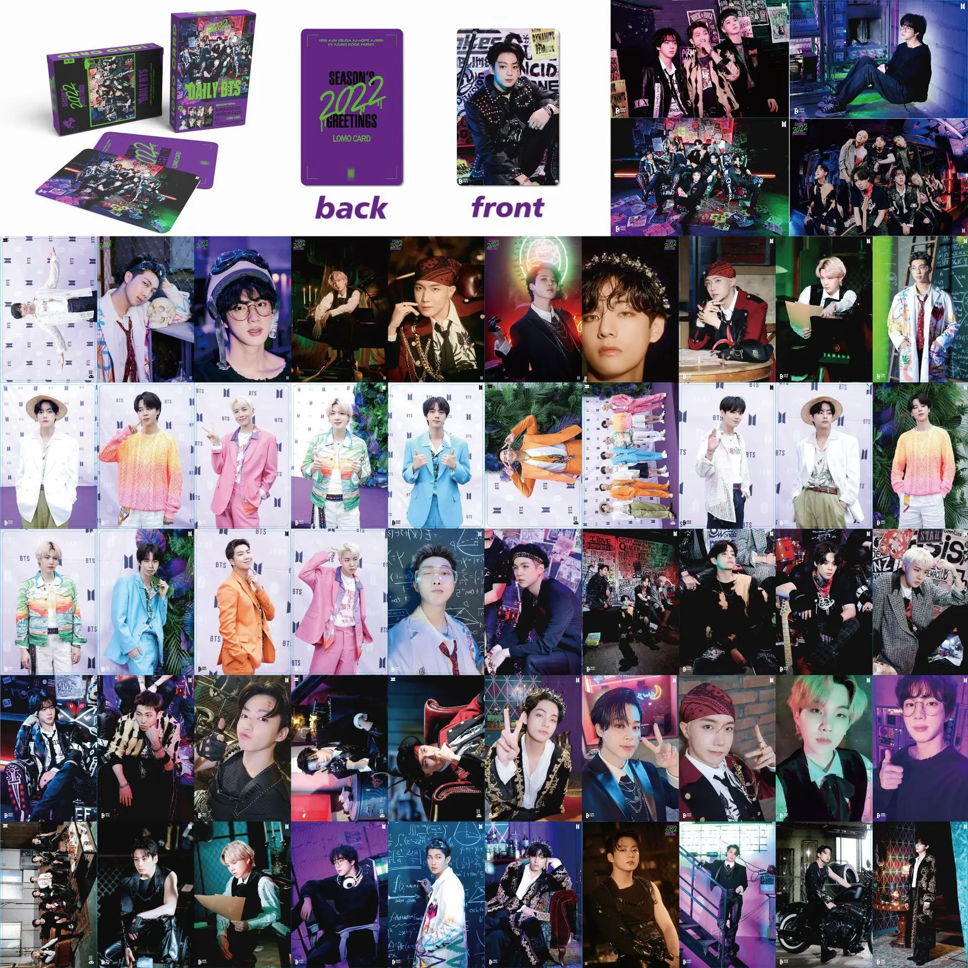 

55Pcs/Set Kpop Wholesale Bangtan Boys SEASON'S GREETINGS Postcard New Album Lomo Card Photo Print Cards Korean Fashion Postcard