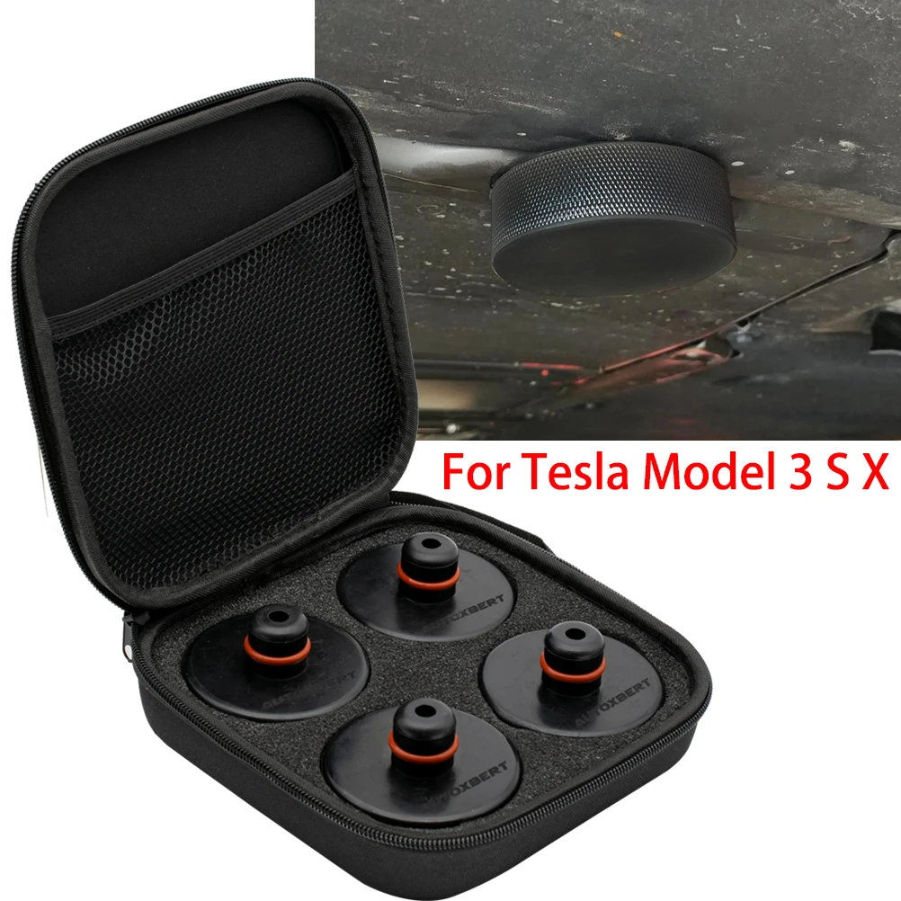 

4Pcs Car Rubber Lifting Jack Pad Adapter Tool Chassis W/ Storage Case Suitable For Tesla Model 3 Model Y Model X S Accessories