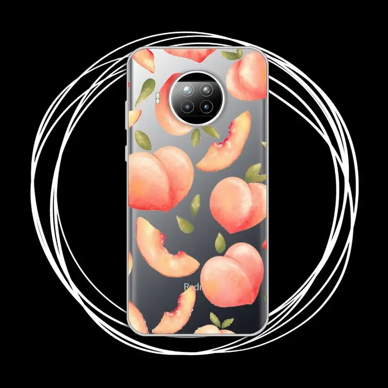 

Pink food fruit peach Phone Case Transparent for Xiaomi Redmi note 10 t 8 9 pro lite 11